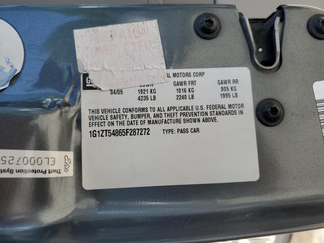 1G1ZT54865F287272 2005 Chevrolet Malibu Ls