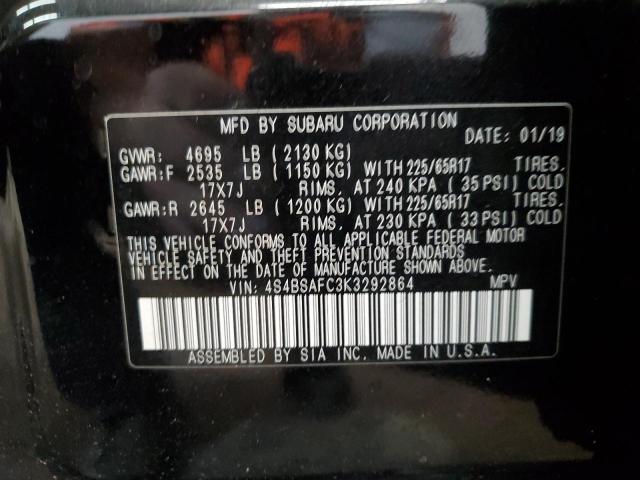 2019 Subaru Outback 2.5I Premium VIN: 4S4BSAFC3K3292864 Lot: 56676794