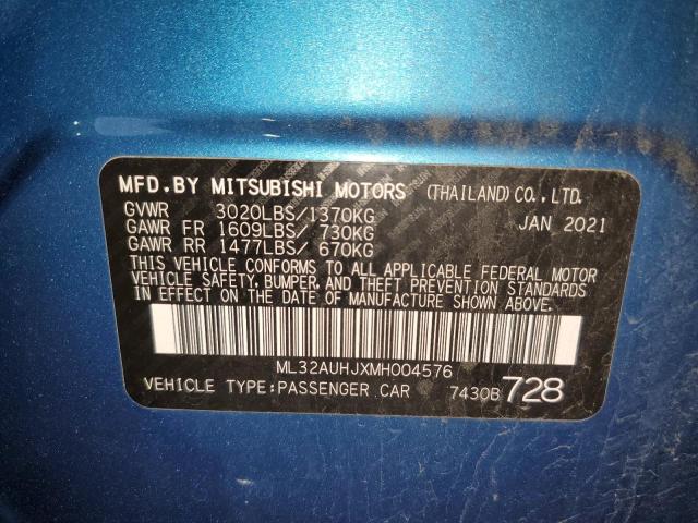 2021 Mitsubishi Mirage Es VIN: ML32AUHJXMH004576 Lot: 55118594