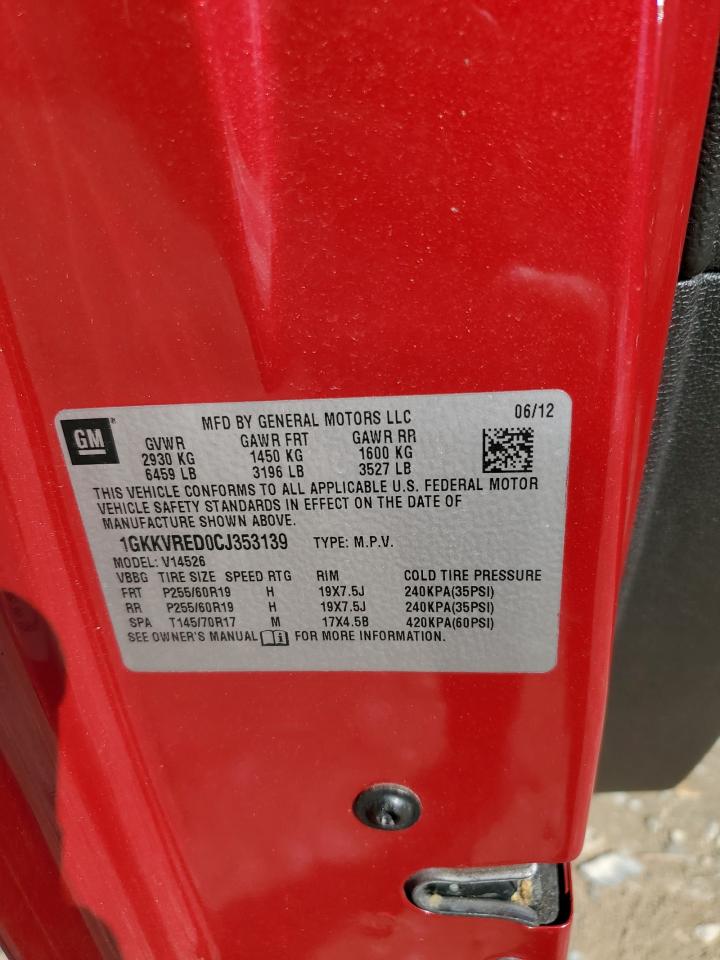 1GKKVRED0CJ353139 2012 GMC Acadia Slt-1