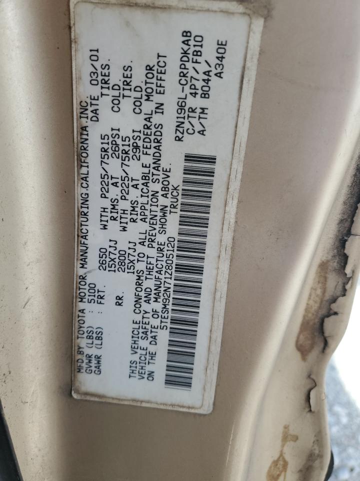 5TESM92N71Z805120 2001 Toyota Tacoma Xtracab Prerunner