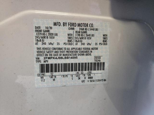 2020 Ford Edge Sel VIN: 2FMPK4J98LBB14095 Lot: 55811104