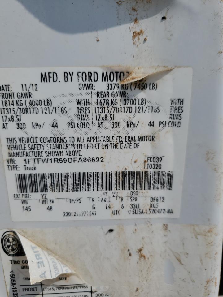 1FTFW1R69DFA86692 2013 Ford F150 Svt Raptor