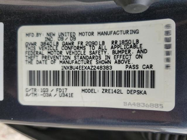 2010 Toyota Corolla Base VIN: 1NXBU4EEXAZ248383 Lot: 54807564