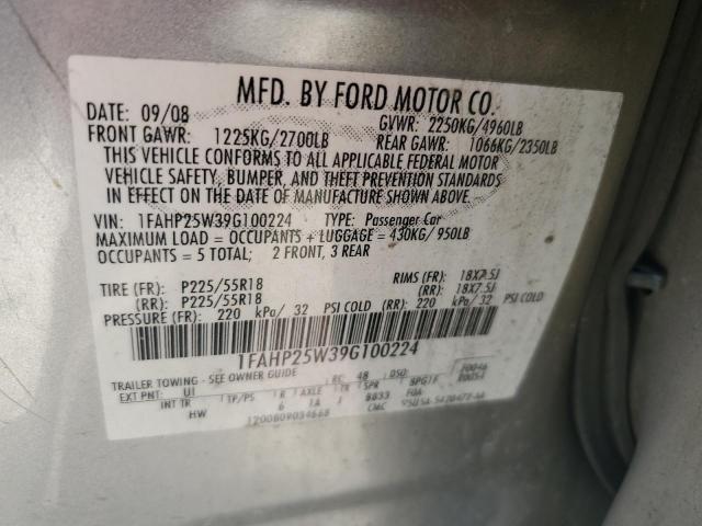 2009 Ford Taurus Limited VIN: 1FAHP25W39G100224 Lot: 54619374