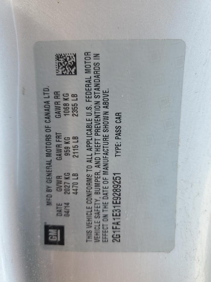 2G1FA1E31E9289251 2014 Chevrolet Camaro Ls