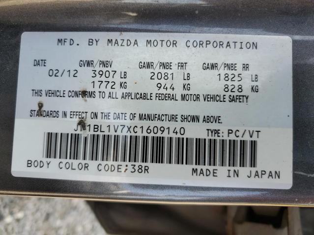 2012 Mazda 3 I VIN: JM1BL1V7XC1609140 Lot: 54824954