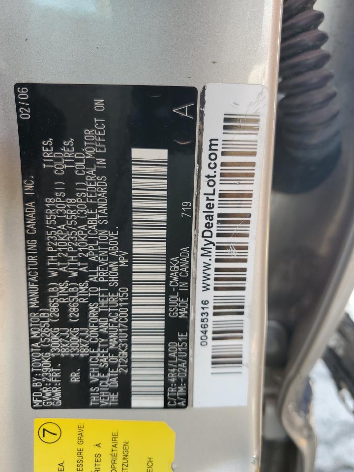 2T2GK31U17C001150 2007 Lexus Rx 350