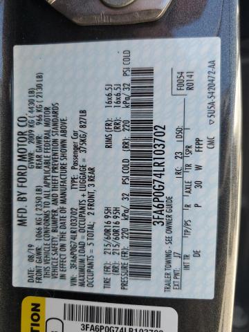 VIN 3FA6P0G74LR103702 2020 Ford Fusion, S no.13