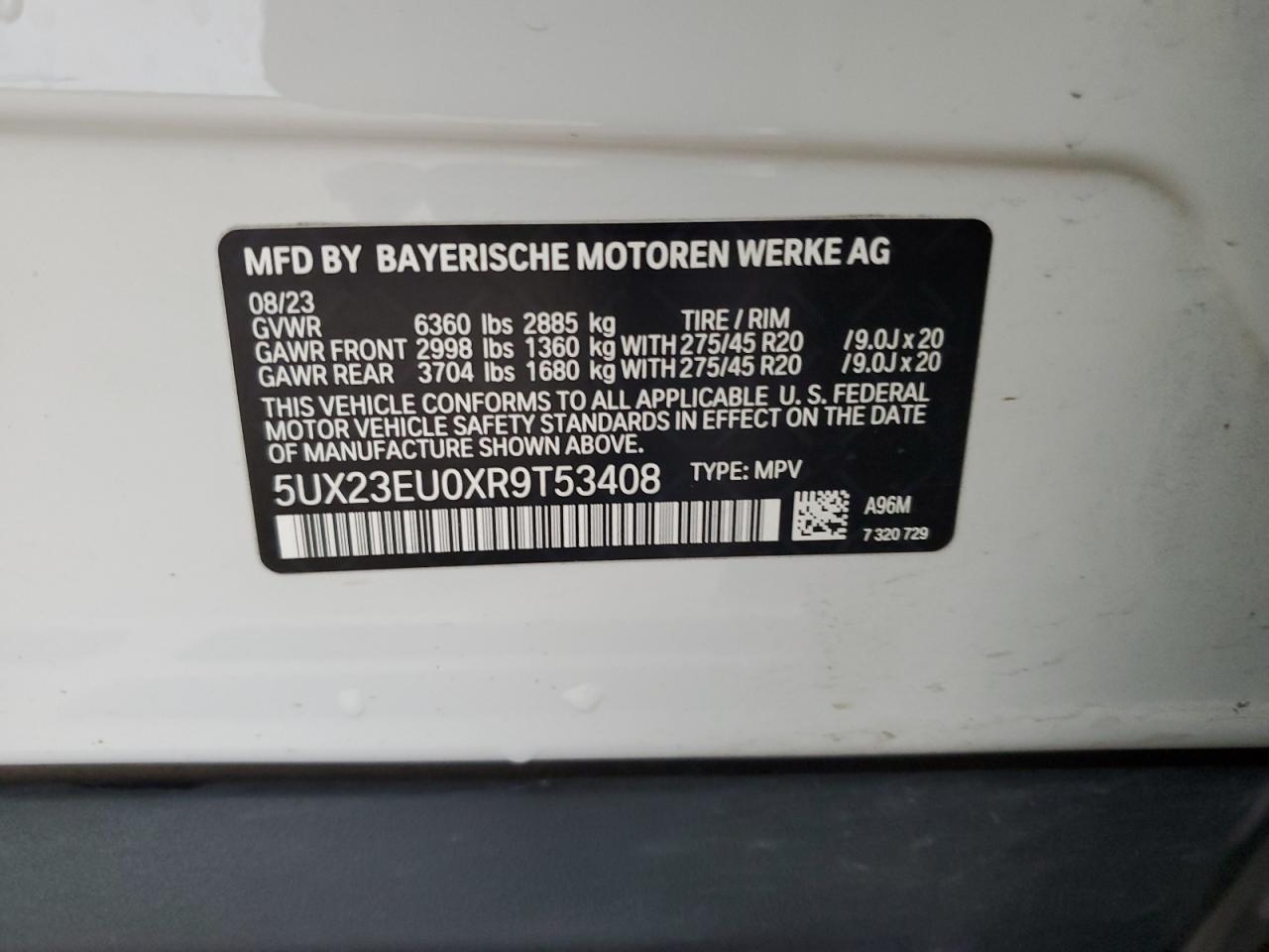 5UX23EU0XR9T53408 2024 BMW X5 xDrive40I