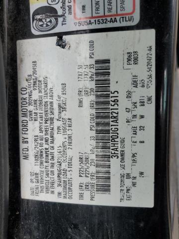 2010 Ford Fusion Sel VIN: 3FAHP0JG1AR215615 Lot: 54729494