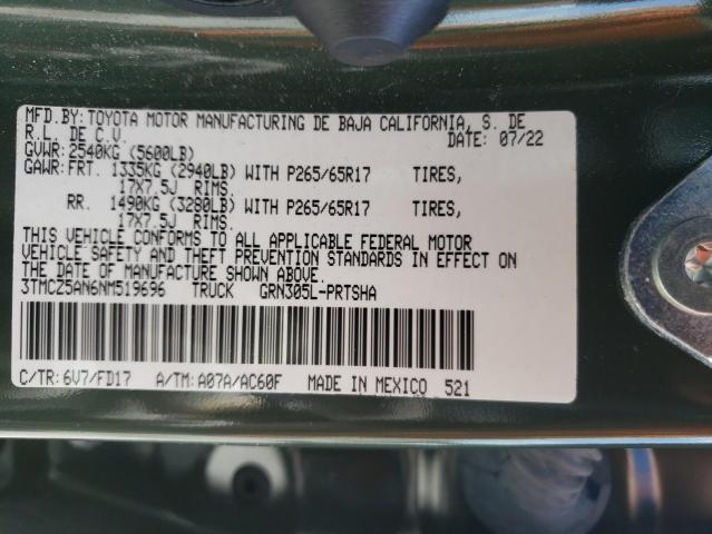 2022 Toyota Tacoma Double Cab/Sr/Sr5/Trd Sport/Trd Off Road/Trd Pro VIN: 3TMCZ5AN6NM519696 Lot: 40904864