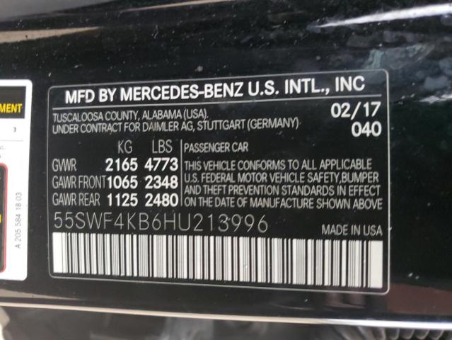 2017 Mercedes-Benz C 300 4Matic VIN: 55SWF4KB6HU213996 Lot: 54450654