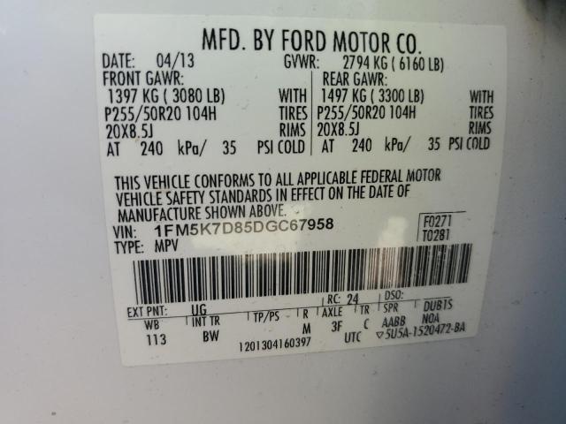 2013 Ford Explorer Xlt VIN: 1FM5K7D85DGC67958 Lot: 53946064