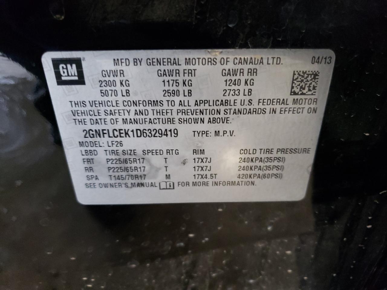 2GNFLCEK1D6329419 2013 Chevrolet Equinox Ls