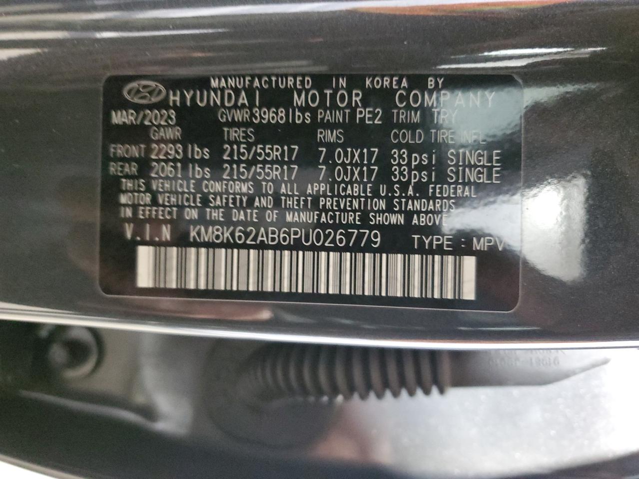 KM8K62AB6PU026779 2023 Hyundai Kona Sel