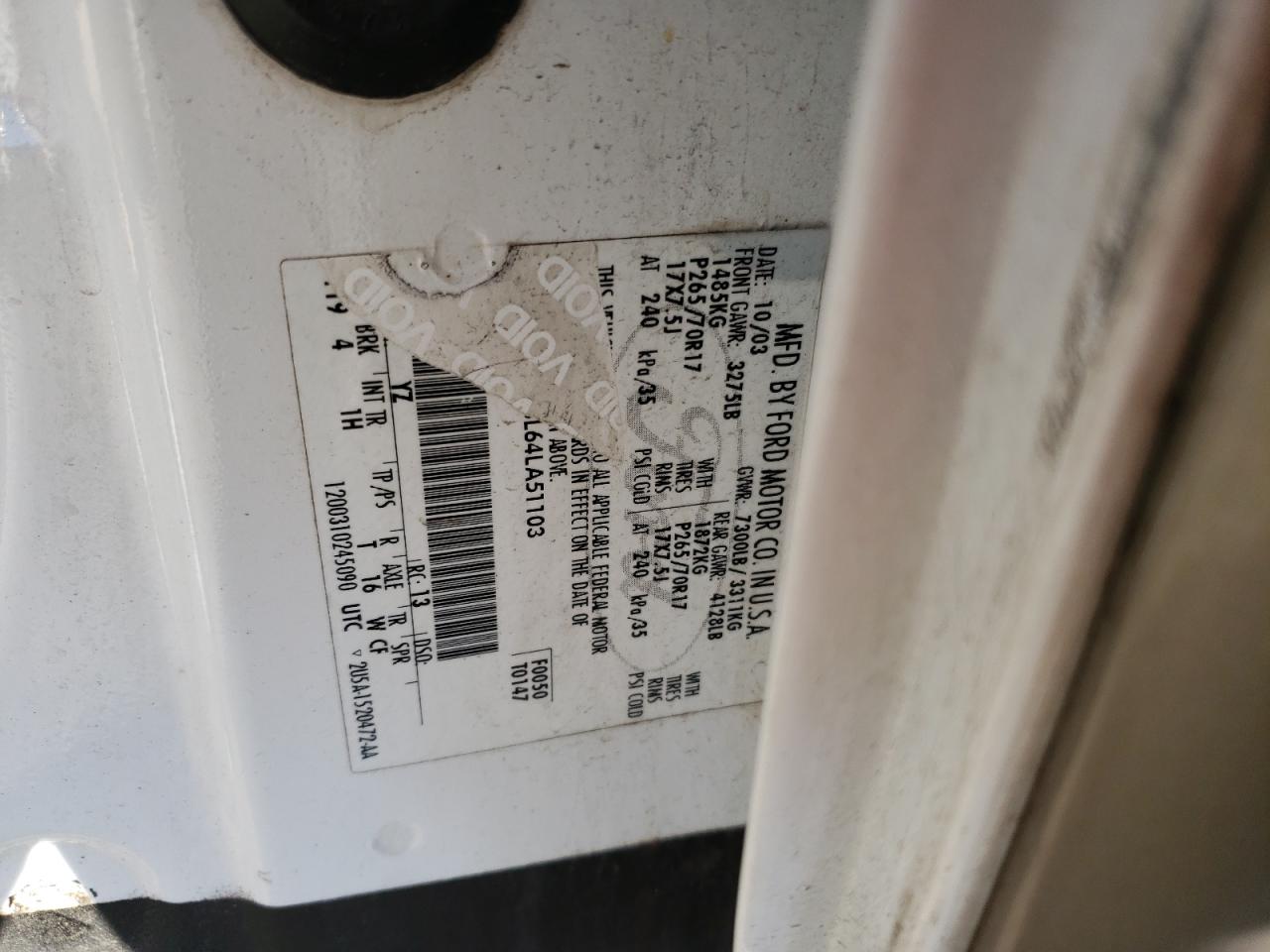 1FMFU18L64LA51103 2004 Ford Expedition Eddie Bauer