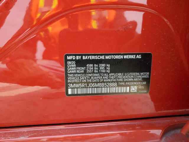 2021 BMW 330I VIN: 3MW5R1J06M8B52888 Lot: 56501164