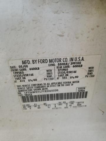 2000 Ford F250 Super Duty VIN: 1FTNW21L7YED65220 Lot: 53700844