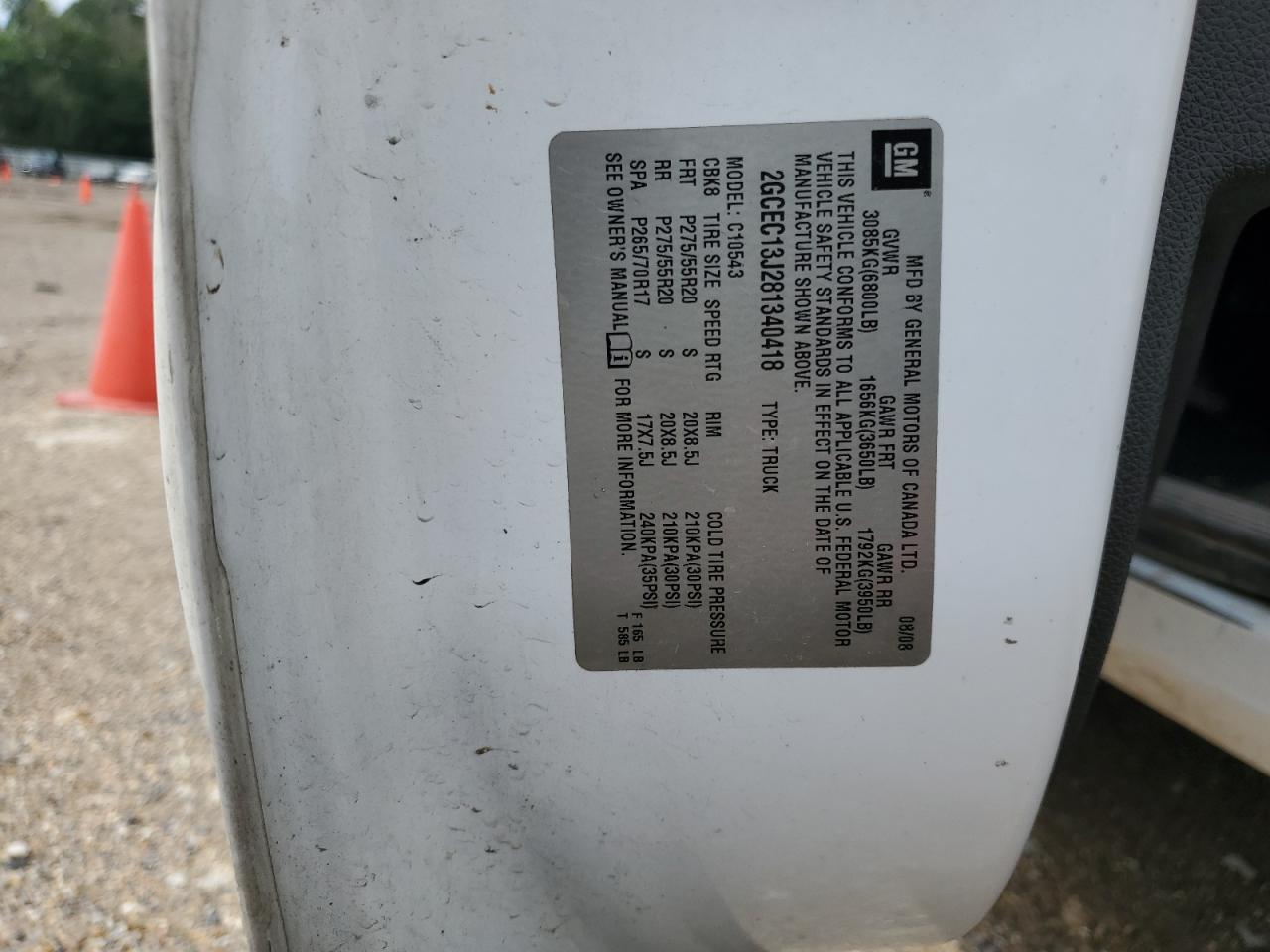 2GCEC13J281340418 2008 Chevrolet Silverado C1500