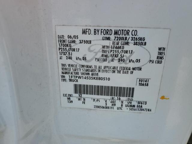 2005 Ford F150 Supercrew VIN: 1FTPW14535KE80510 Lot: 55665954