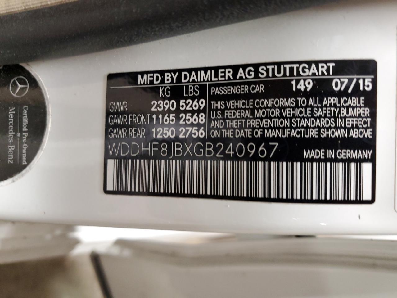 WDDHF8JBXGB240967 2016 Mercedes-Benz E 350 4Matic