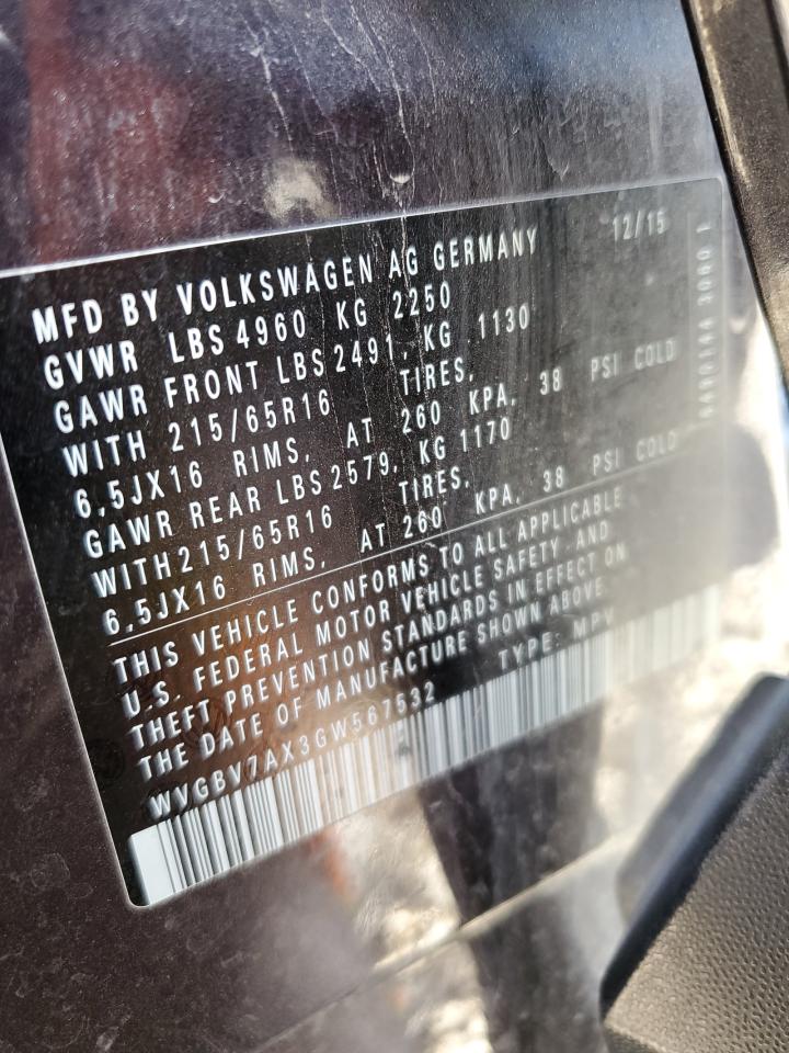 WVGBV7AX3GW567532 2016 Volkswagen Tiguan S