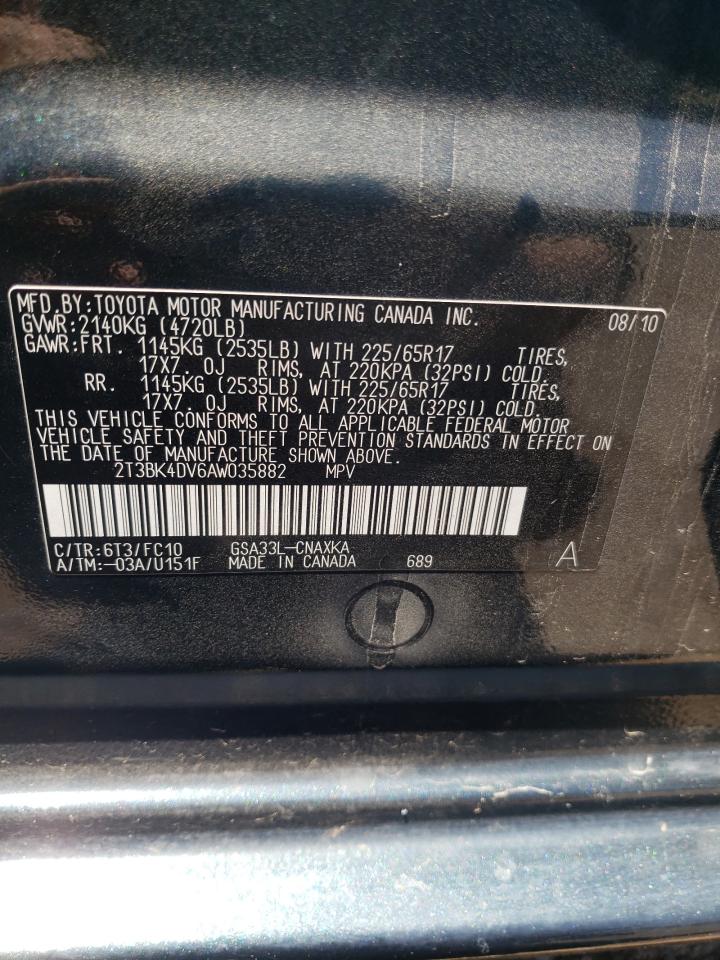 2T3BK4DV6AW035882 2010 Toyota Rav4