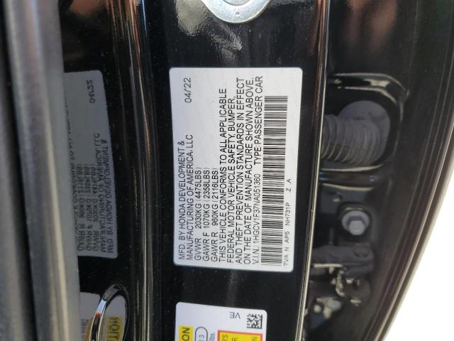 2022 Honda Accord Sport VIN: 1HGCV1F37NA051360 Lot: 53310454