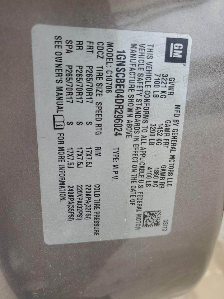 1GNSCBE04DR296024 2013 Chevrolet Tahoe C1500 Lt