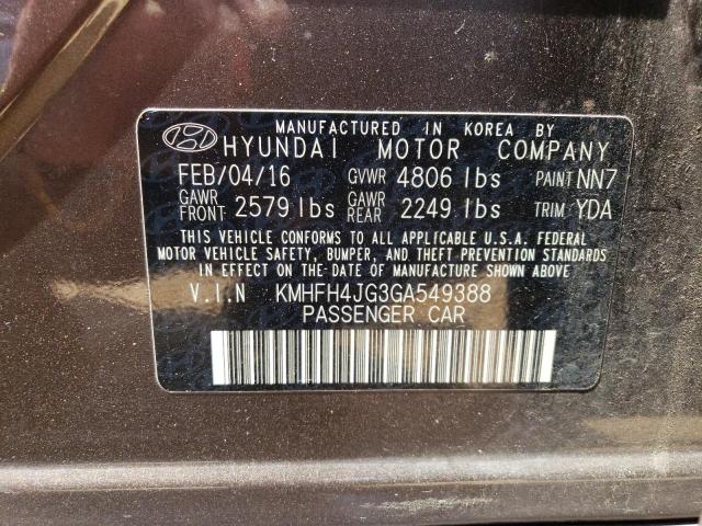 2016 Hyundai Azera Limited VIN: KMHFH4JG3GA549388 Lot: 55610454