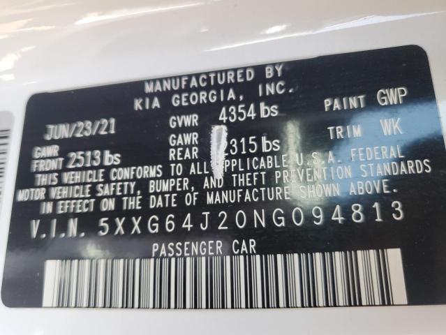 2022 Kia K5 Gt Line VIN: 5XXG64J20NG094813 Lot: 53113394