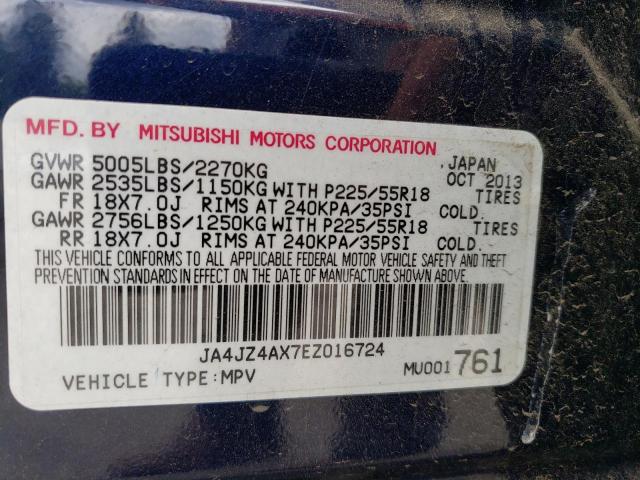 2014 Mitsubishi Outlander Gt VIN: JA4JZ4AX7EZ016724 Lot: 55131674