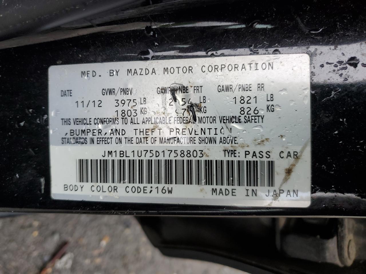 JM1BL1U75D1758803 2013 Mazda 3 I