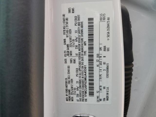 2021 Ford Escape S VIN: 1FMCU0F63MUA45361 Lot: 55550154