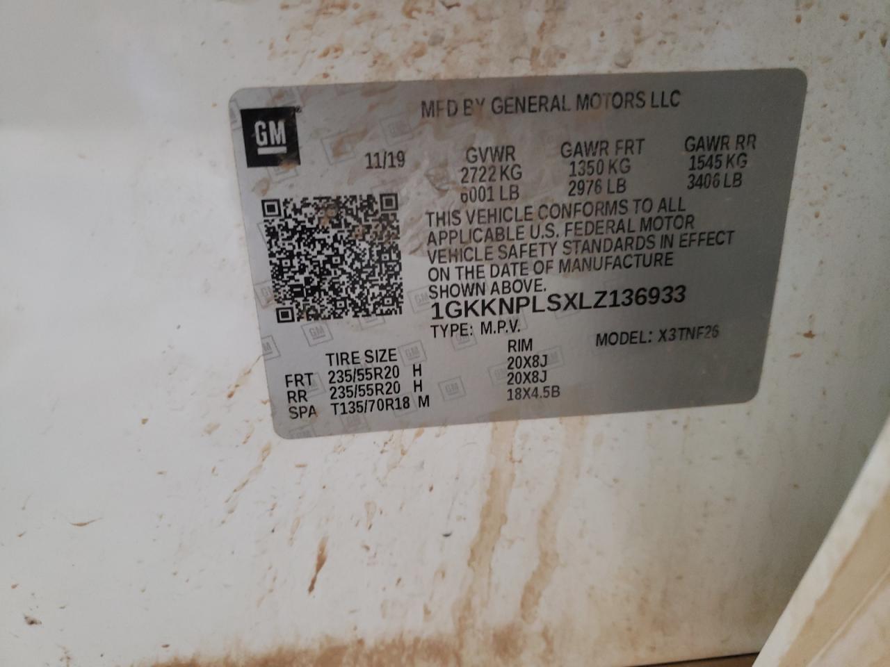 1GKKNPLSXLZ136933 2020 GMC Acadia Denali