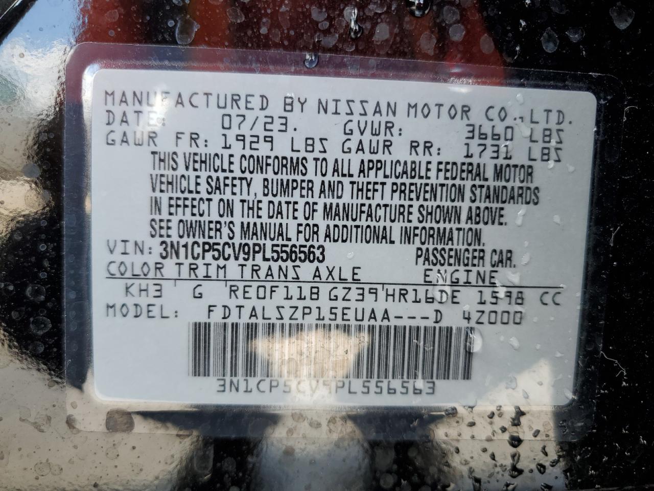 3N1CP5CV9PL556563 2023 Nissan Kicks Sv