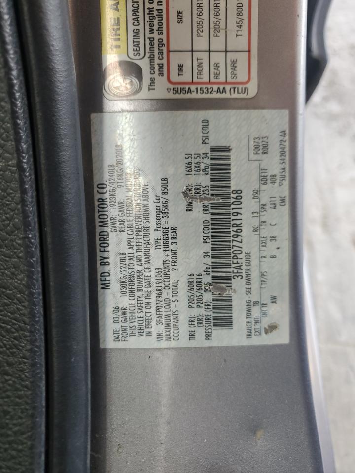 3FAFP07Z96R191068 2006 Ford Fusion Se