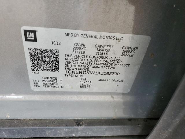 2019 Chevrolet Traverse Lt VIN: 1GNERGKW1KJ168790 Lot: 55823624