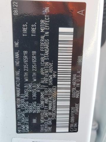 2022 Toyota Highlander L VIN: 5TDCZRAHXNS555683 Lot: 56970404