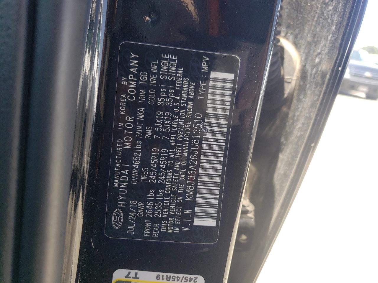 KM8J33A26JU813510 2018 Hyundai Tucson Value