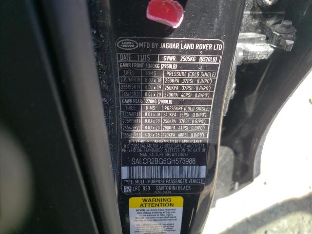 2016 LAND ROVER DISCOVERY - SALCR2BG5GH573988