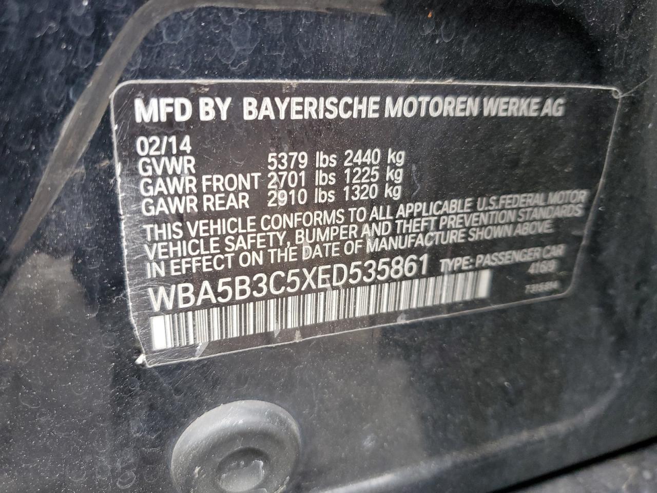 WBA5B3C5XED535861 2014 BMW 535 Xi