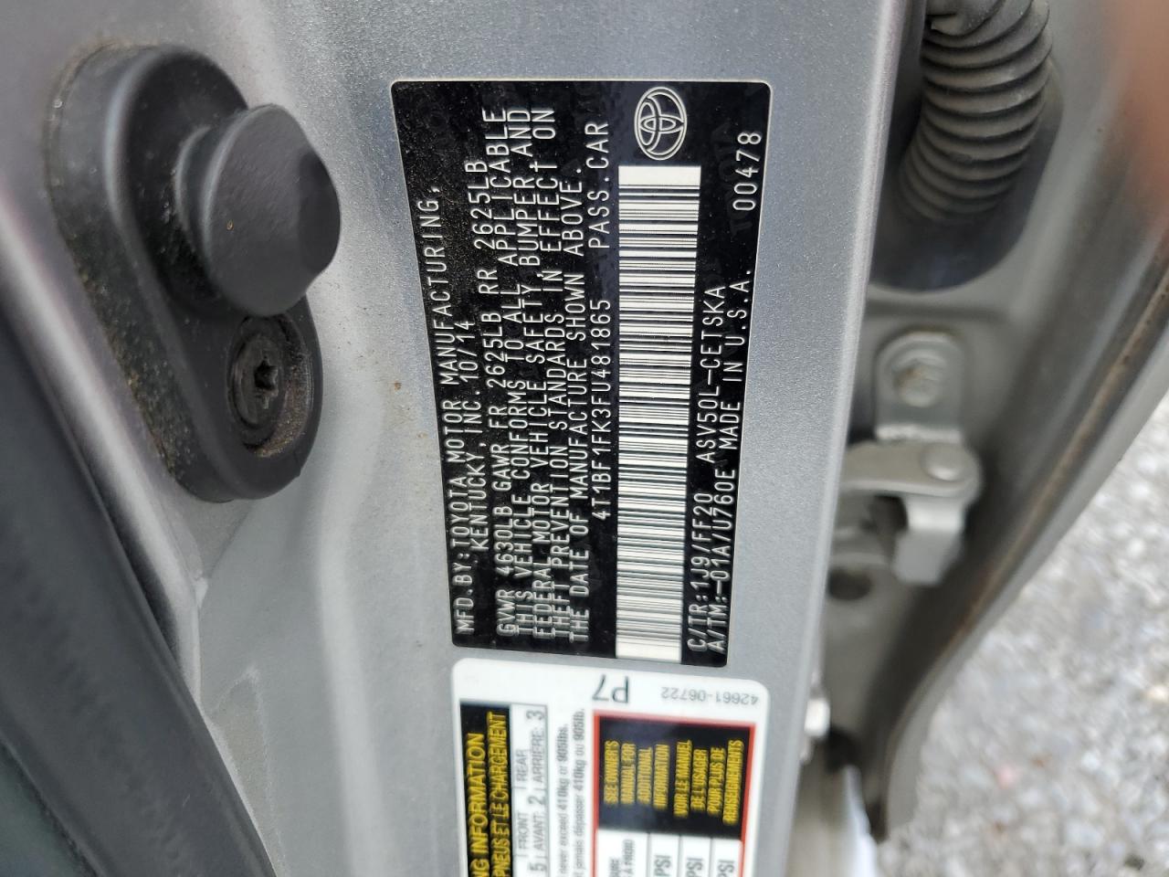 4T1BF1FK3FU481865 2015 Toyota Camry Le