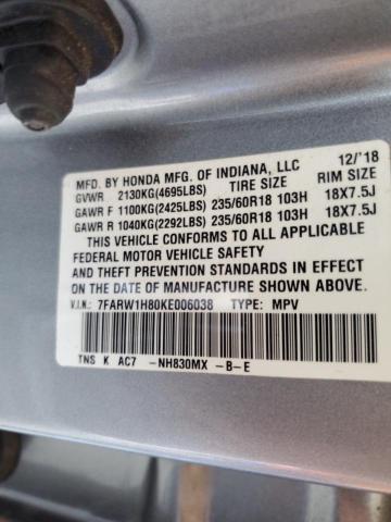 2019 Honda Cr-V Exl VIN: 7FARW1H80KE006038 Lot: 53946874