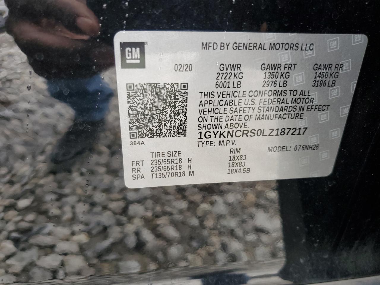 1GYKNCRS0LZ187217 2020 Cadillac Xt5 Premium Luxury