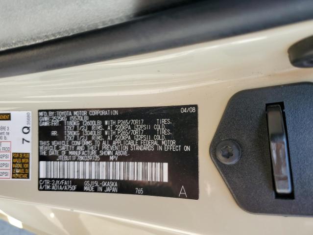 2008 Toyota Fj Cruiser VIN: JTEBU11F78K039735 Lot: 55643474