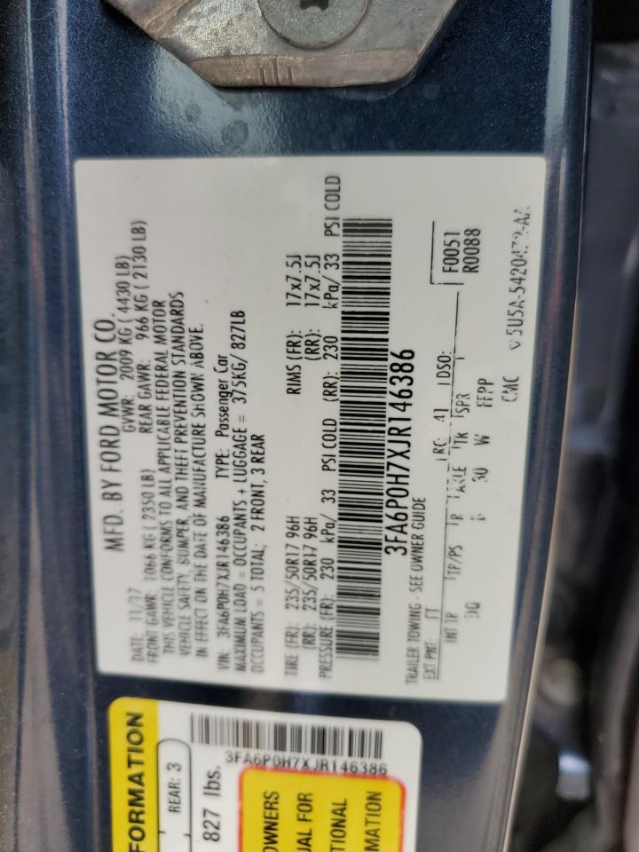 3FA6P0H7XJR146386 2018 Ford Fusion Se