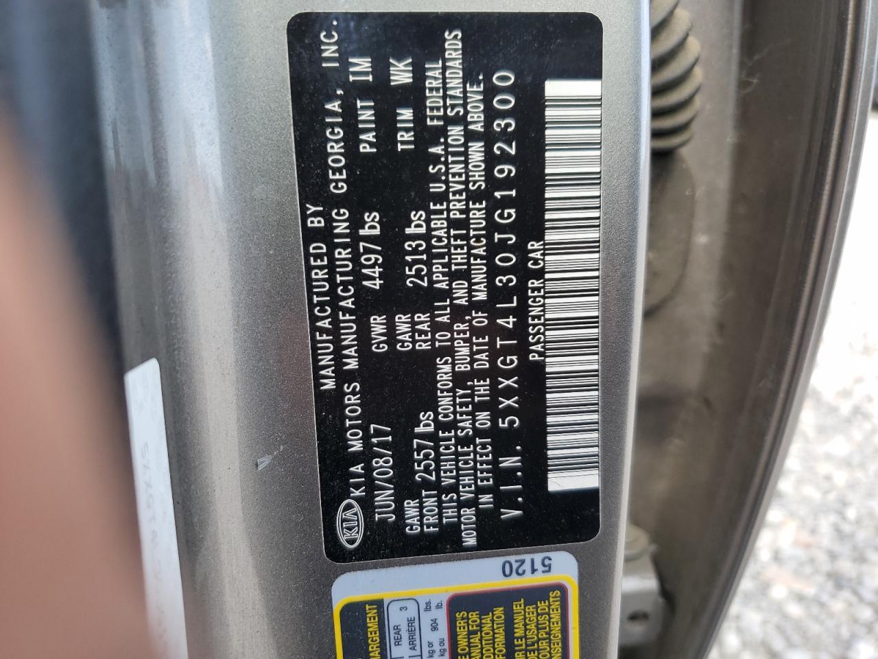 5XXGT4L30JG192300 2018 Kia Optima Lx