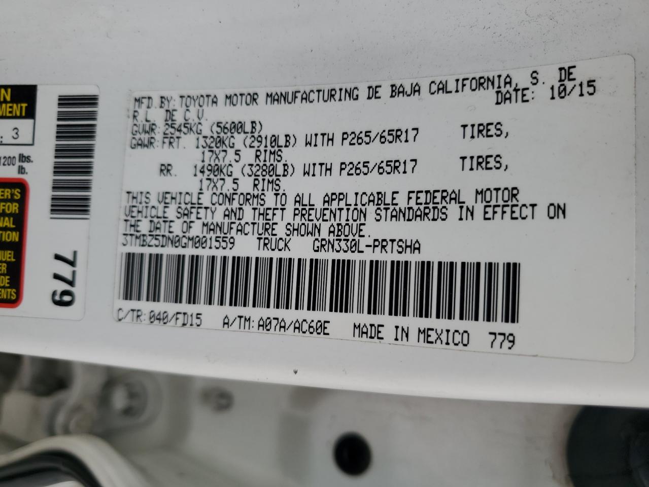 3TMBZ5DN0GM001559 2016 Toyota Tacoma Double Cab